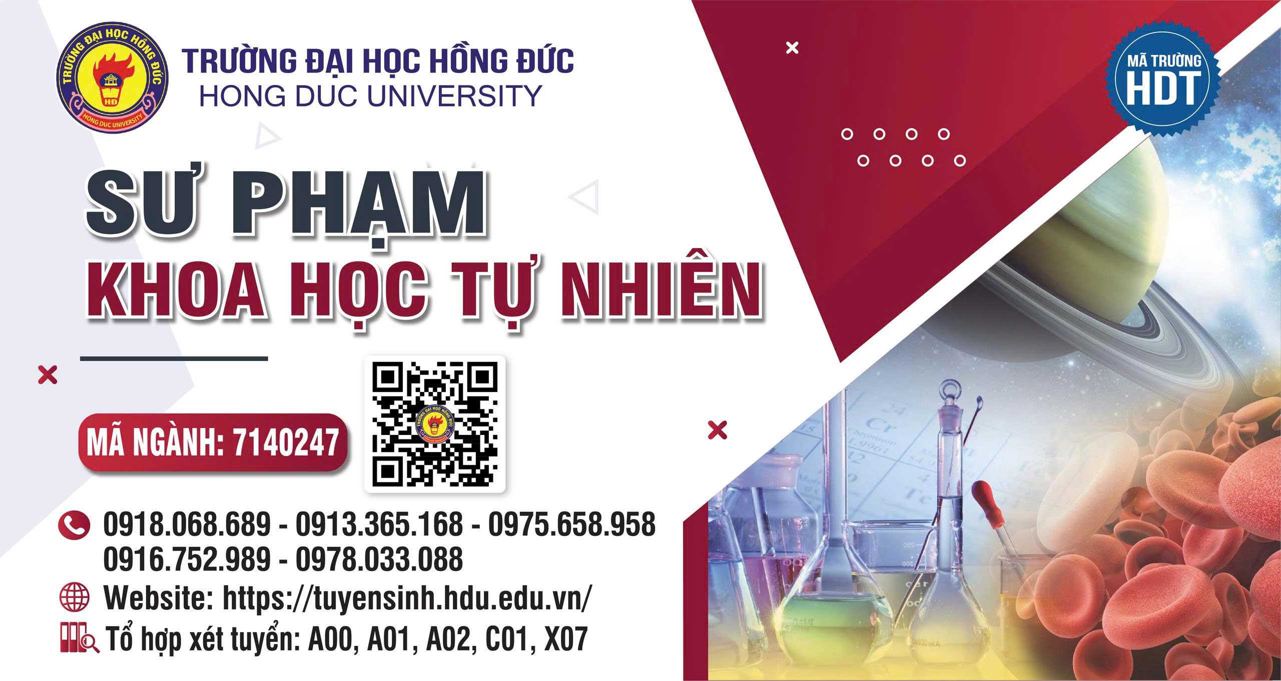 Ngành Sư phạm Khoa học tự nhiên- Mã ngành: 7140247